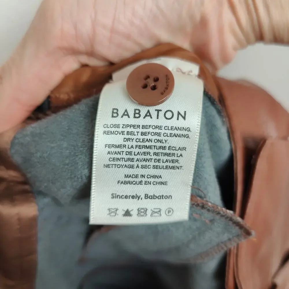 Aritzia Babaton Faux Leather Pants Womens 2‎ Brown Pleated High Rise Straight